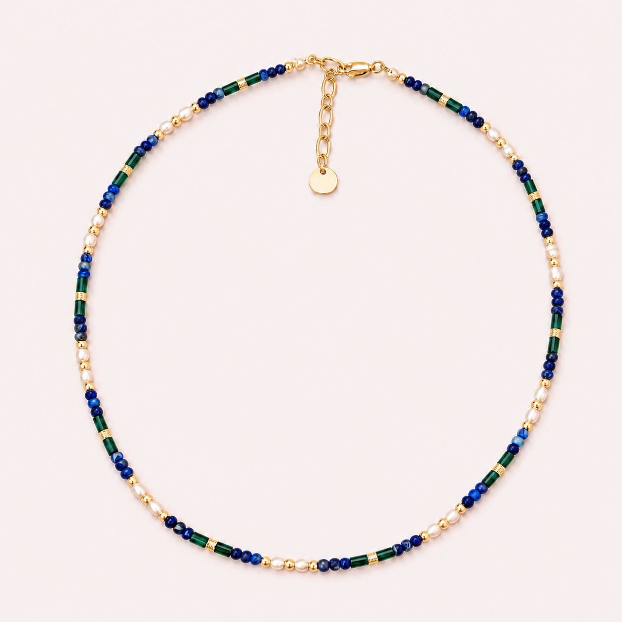 Beaded Pearl & Jade Choker