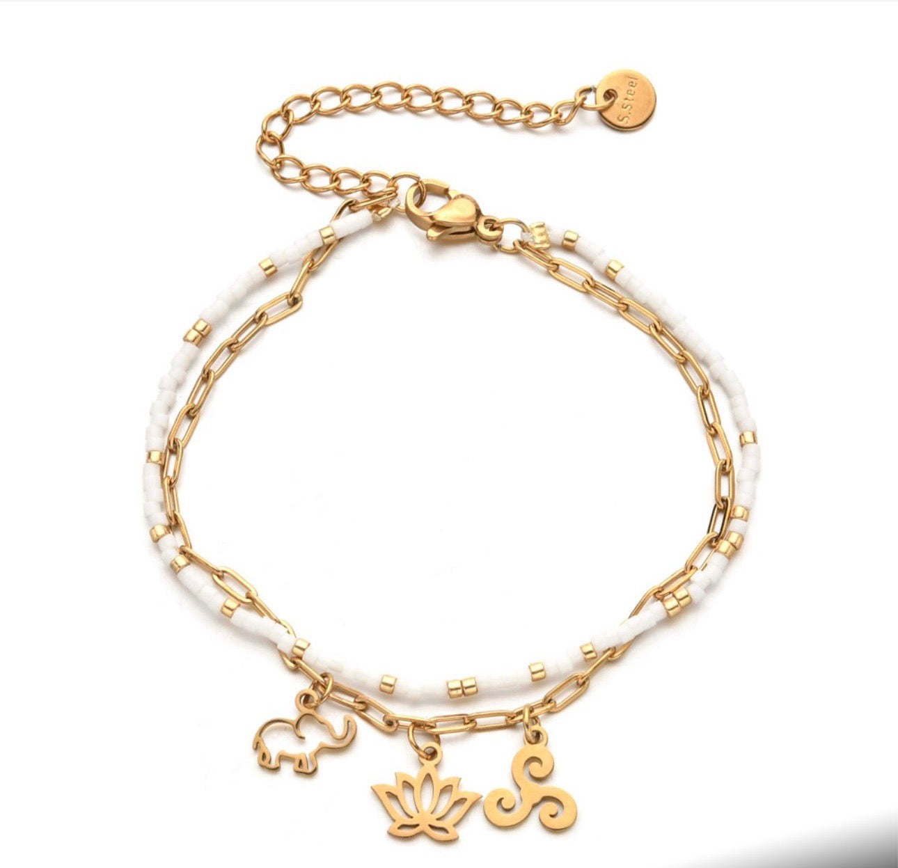 Beaded Ocean Charm double bracelet