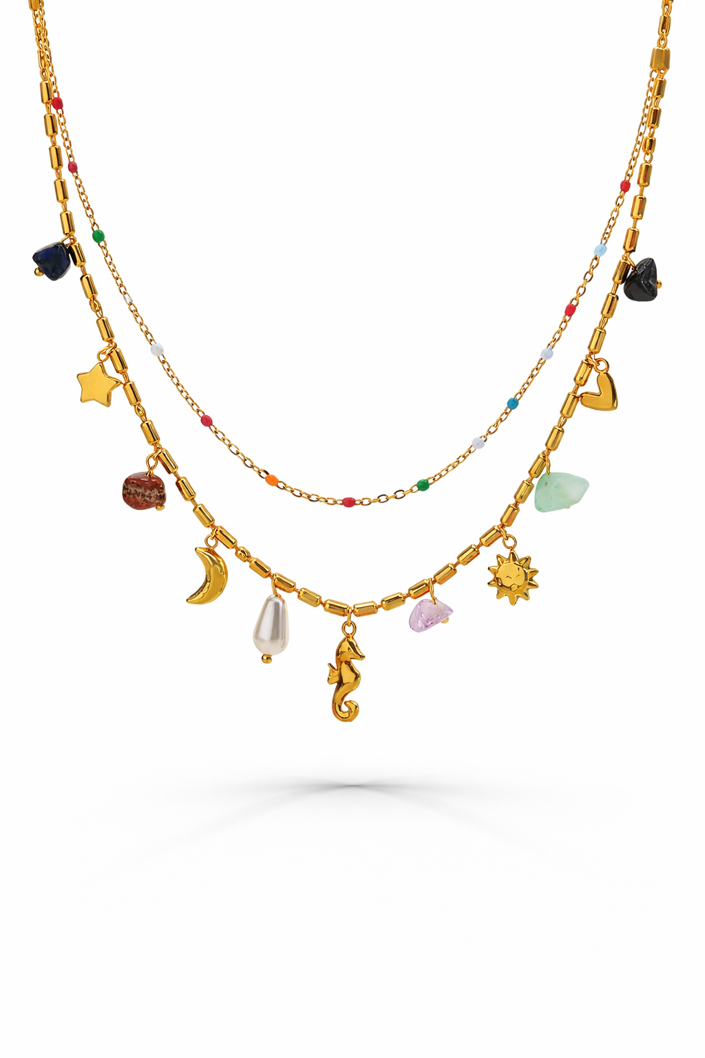 Double Beach Charm Necklace